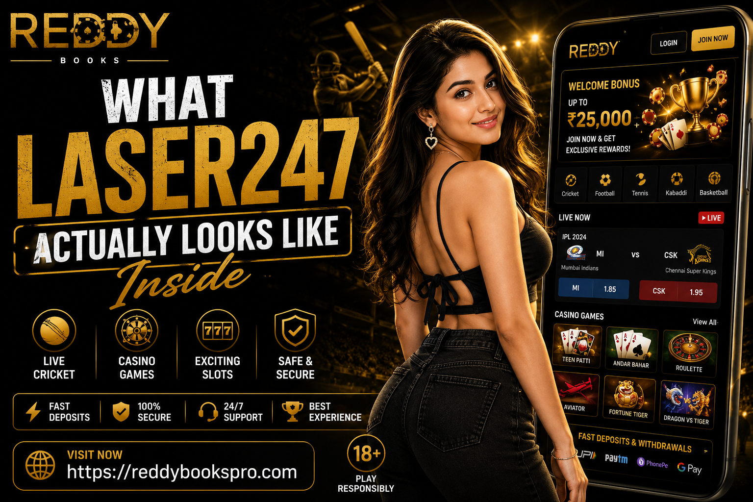 Laser247 cricket betting exchange interface showing live IPL session markets