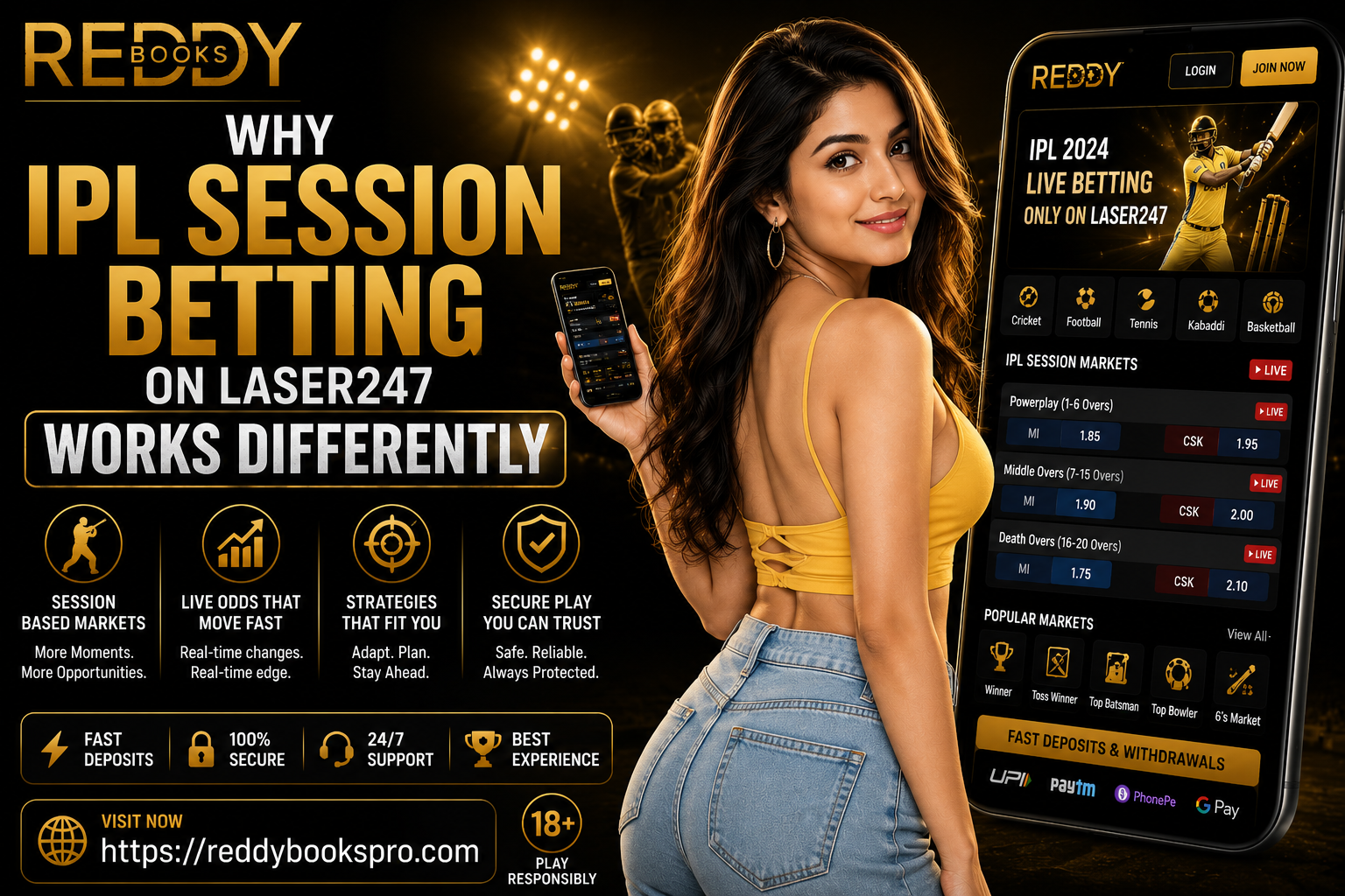 IPL session betting on Laser247 exchange — live powerplay market