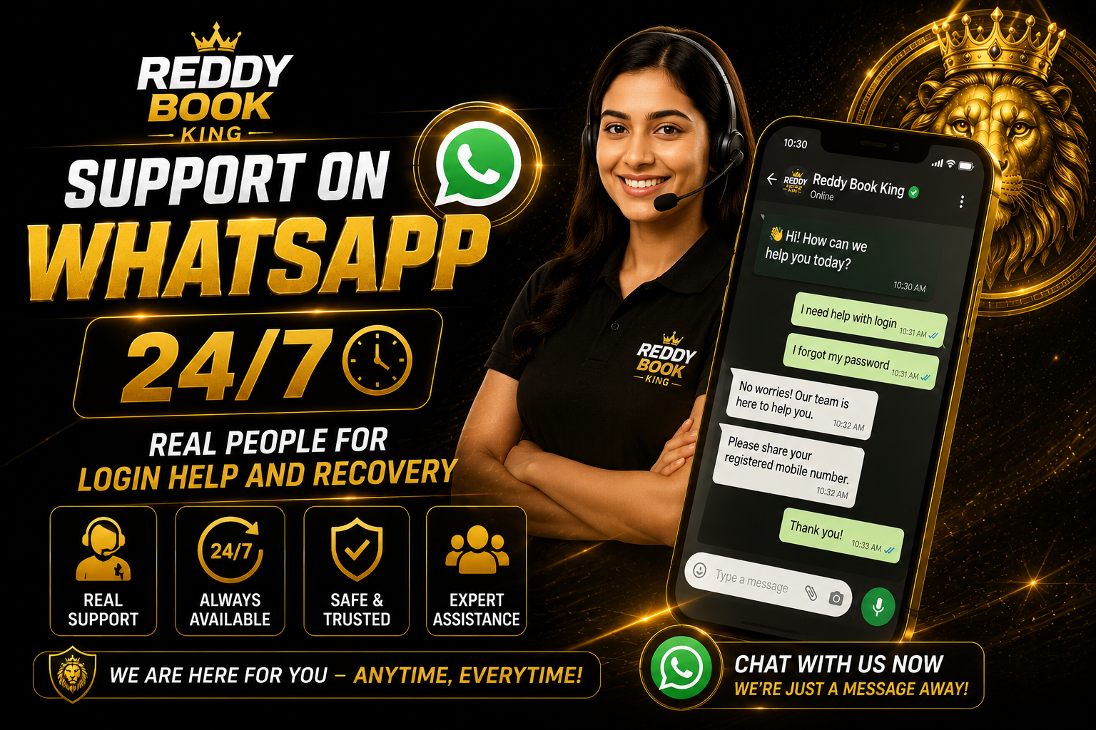 Reddy Kings WhatsApp customer support 24/7