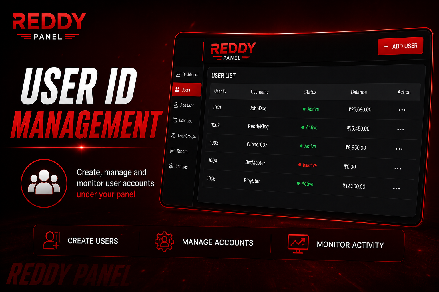 Reddypanel create new user ID betting account