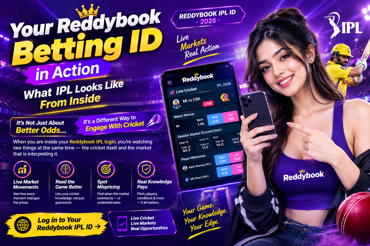 Reddybook IPL ID — live betting session markets IPL login online India 2026